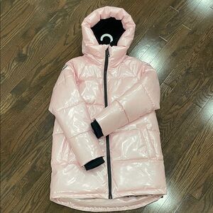 Justice Glossy Light Pink Puffer Coat